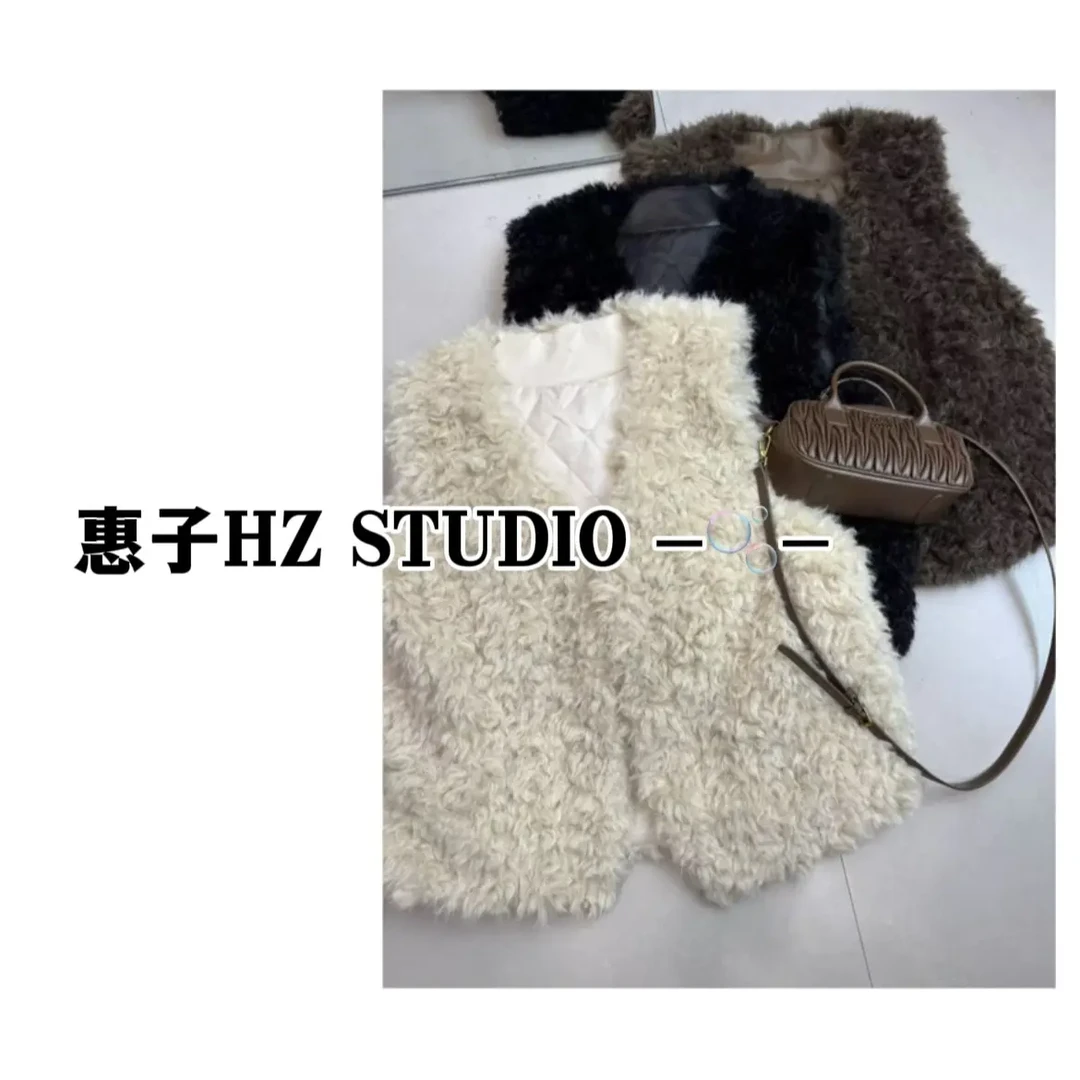 惠子家韩版时髦百搭加厚毛毛马甲外套女秋冬慵懒风895