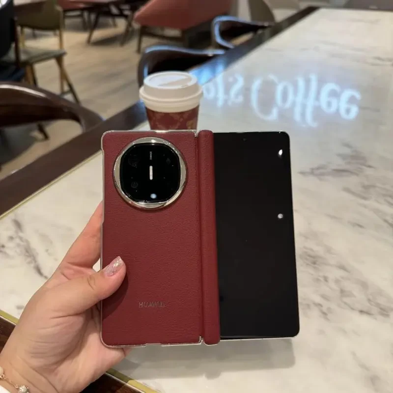 适用华为MateX6手机壳原装同款电镀x6中轴全包高档荔枝纹外壳