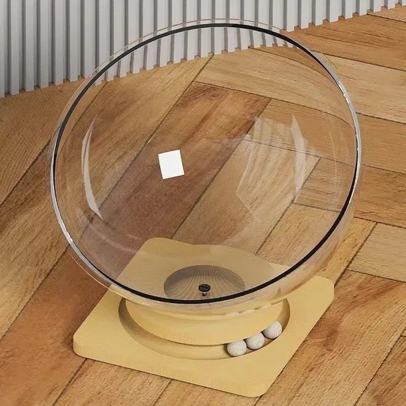 太空舱猫窝四季通用高透冰窝亚克力夏季实木转盘猫咪玩具猫床HR