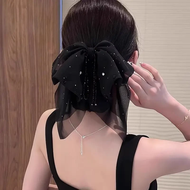 繁星蝴蝶结抓夹女高级感2025新款夹子头饰时尚百搭精致马尾夹发夹