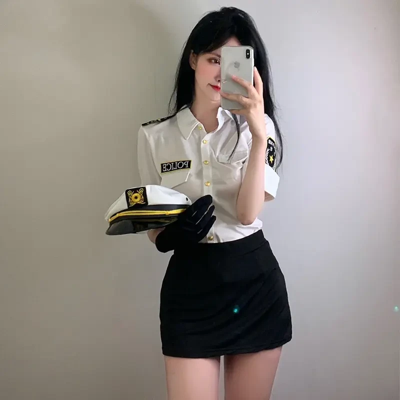白色制服轻奢时尚纯欲风性感诱惑制服套装空姐学院风显瘦高腰气质