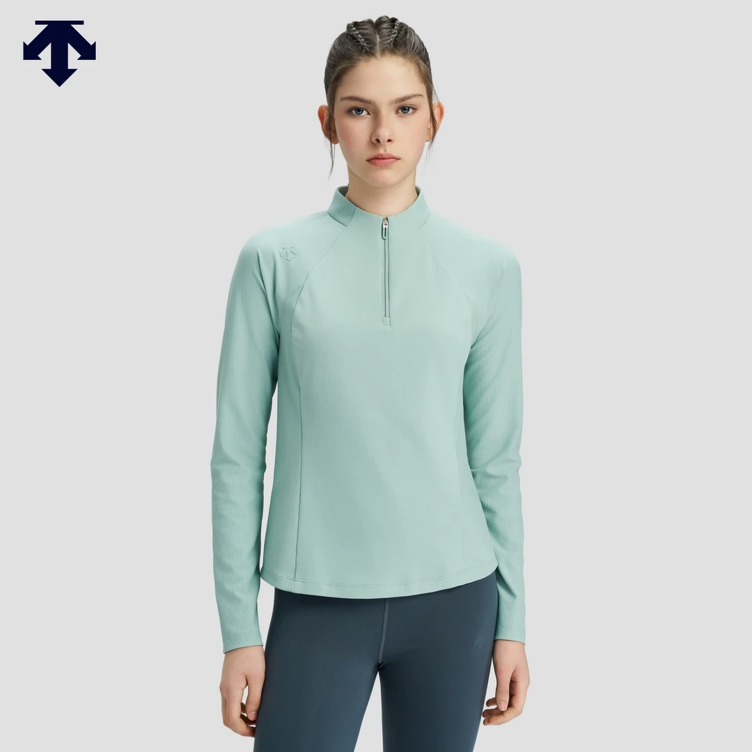 DESCENTE迪桑特综训运动女士半拉链亲肤保暖长袖针织衫D5132TTL30