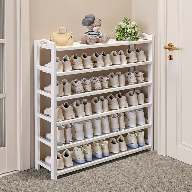 奶油风家用门口简易鞋架室内收纳神器省空间出租屋用白色多层鞋柜