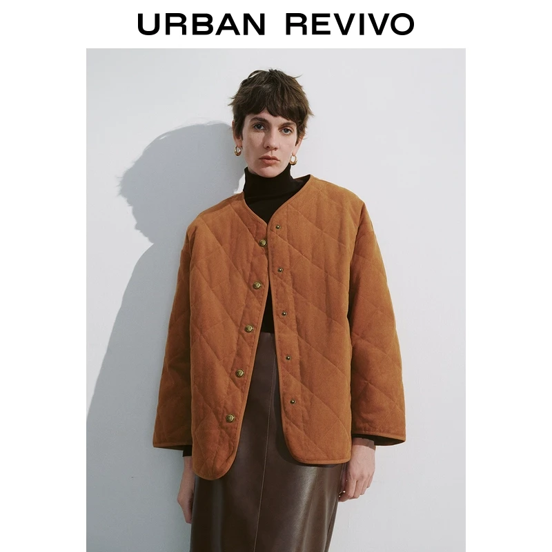 UR2024秋冬新款女装雅丹风菱格绗缝宽松羽绒服UWH140026