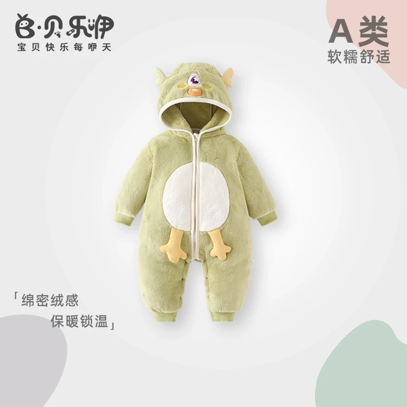 CY-302宝宝连体服秋加厚冬季婴幼儿超萌可爱毛绒棉服外出冬装