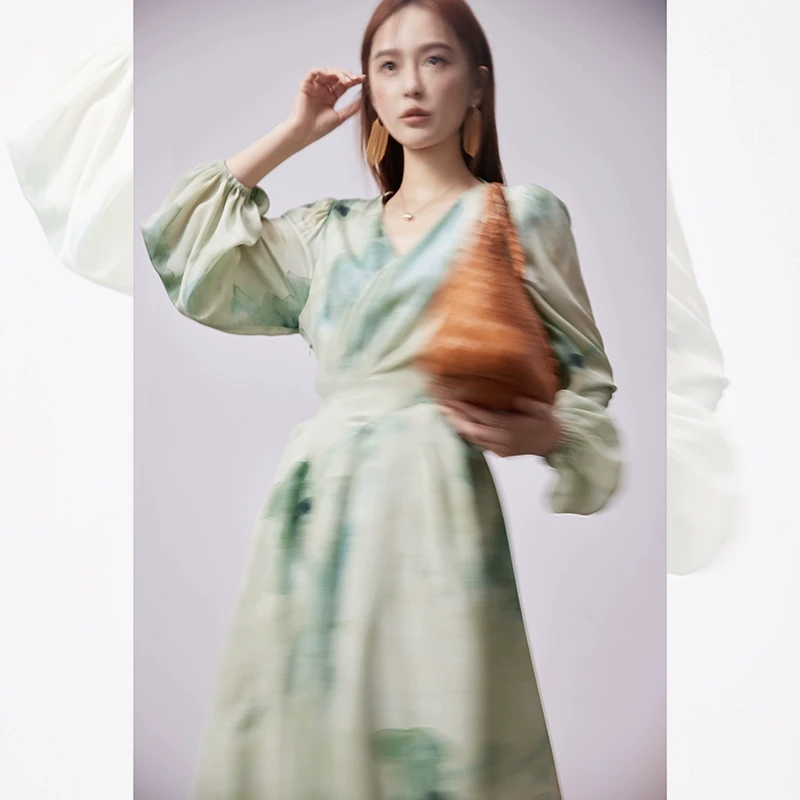 【只此青绿】裙子女夏季时尚真丝&常规连衣裙QL231043