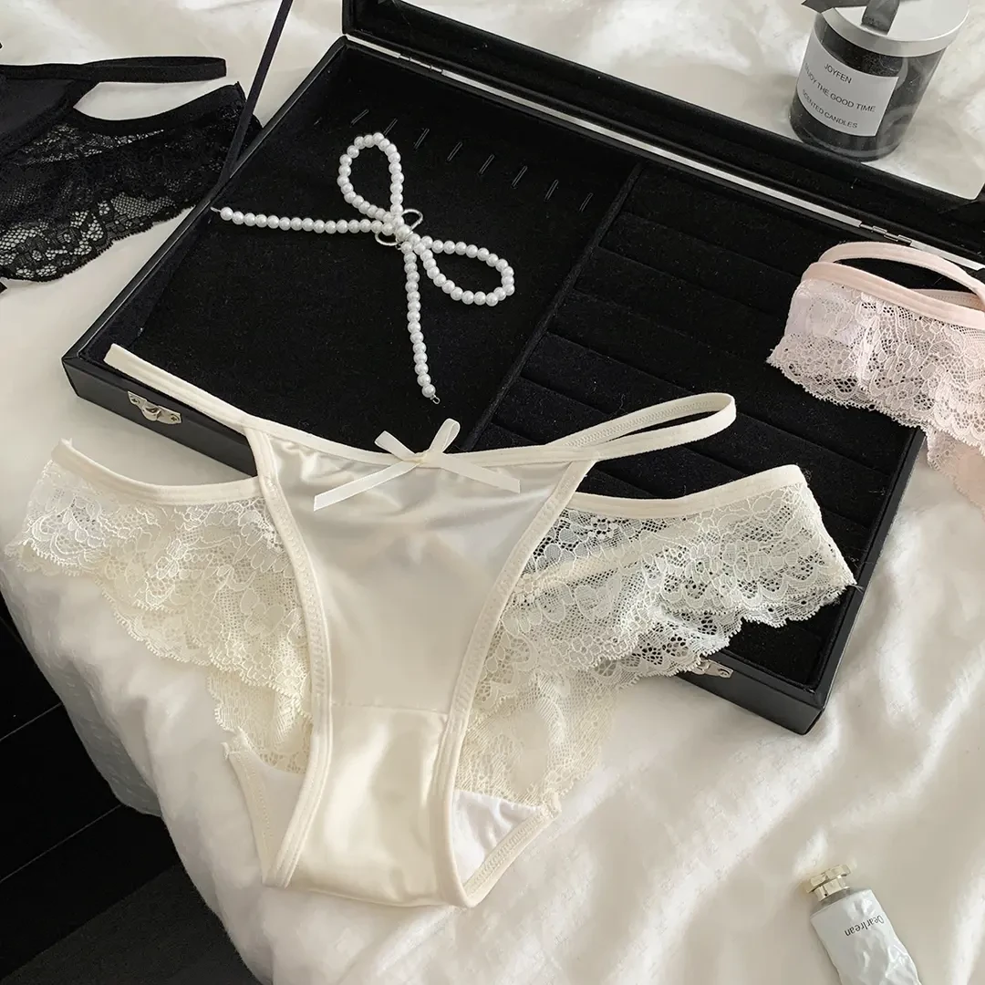 白月梦境 法式性感蕾丝内裤女款新款舒适纯欲少女透气低腰三角裤