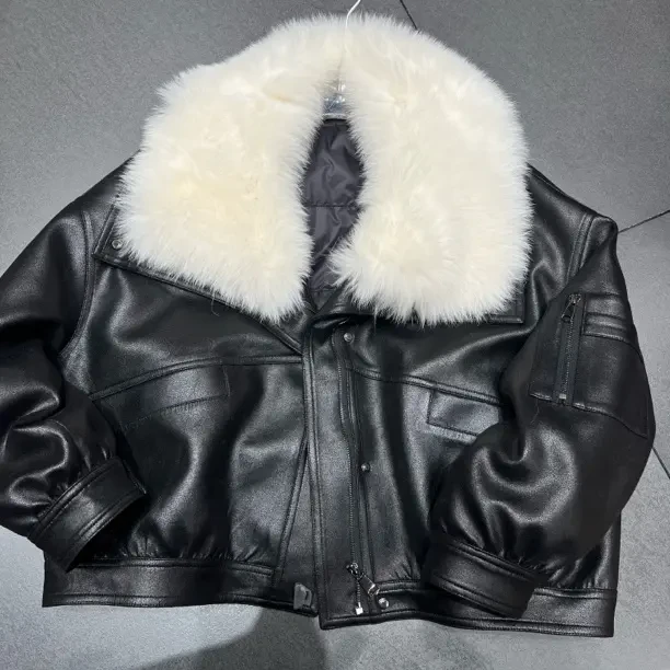 真皮狐狸毛领女短裤冬季加厚保暖鹅绒服外套