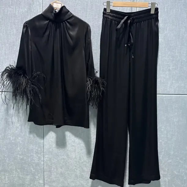 新款百搭显瘦袖衬衫套装