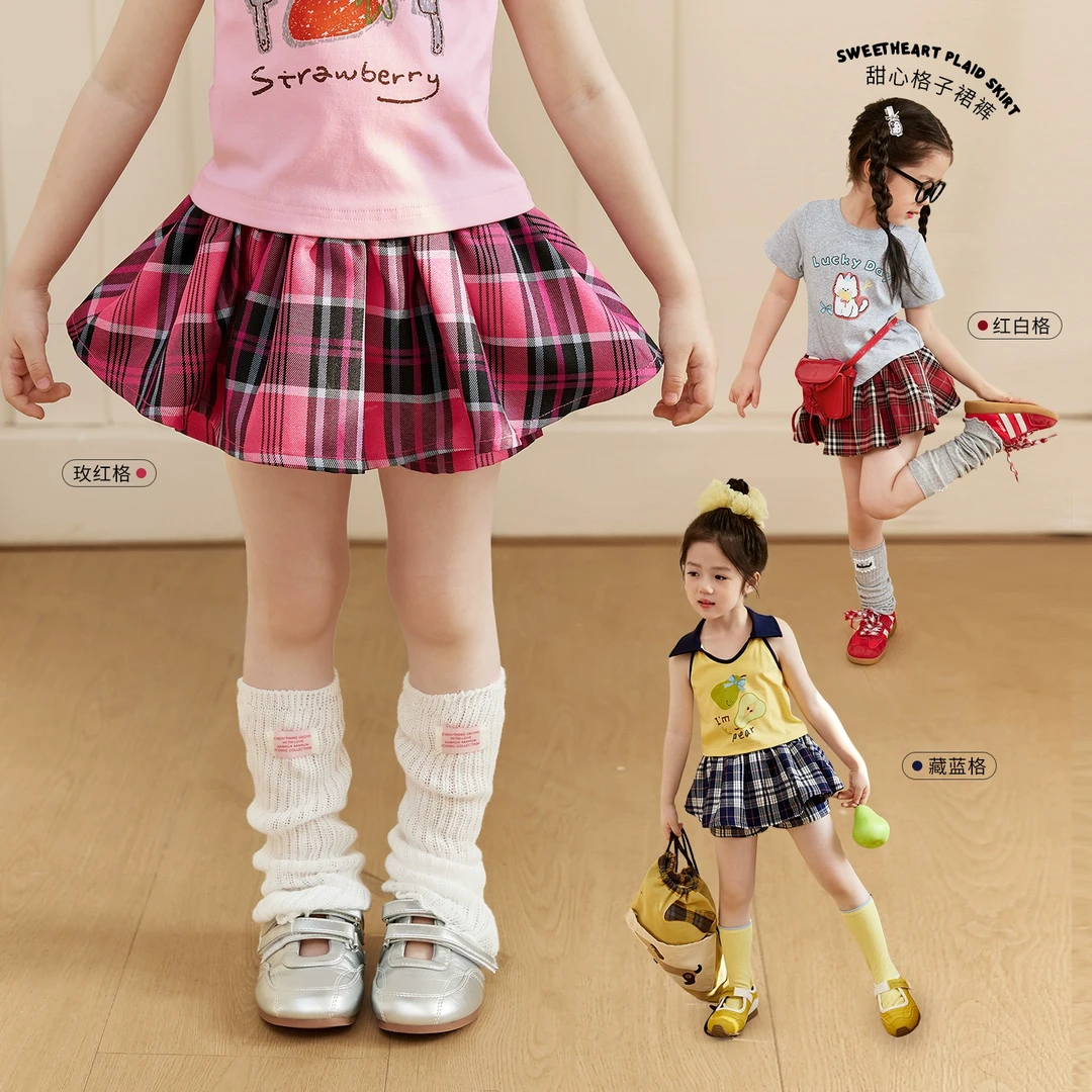 小O宝Okids童装 宝宝格子半裙2025夏季新款儿童裤裙 OD534189
