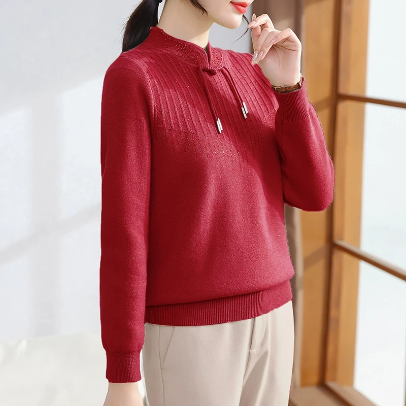 【雪夕】妈妈冬装加绒本命年红色毛衣P-X-HMG904