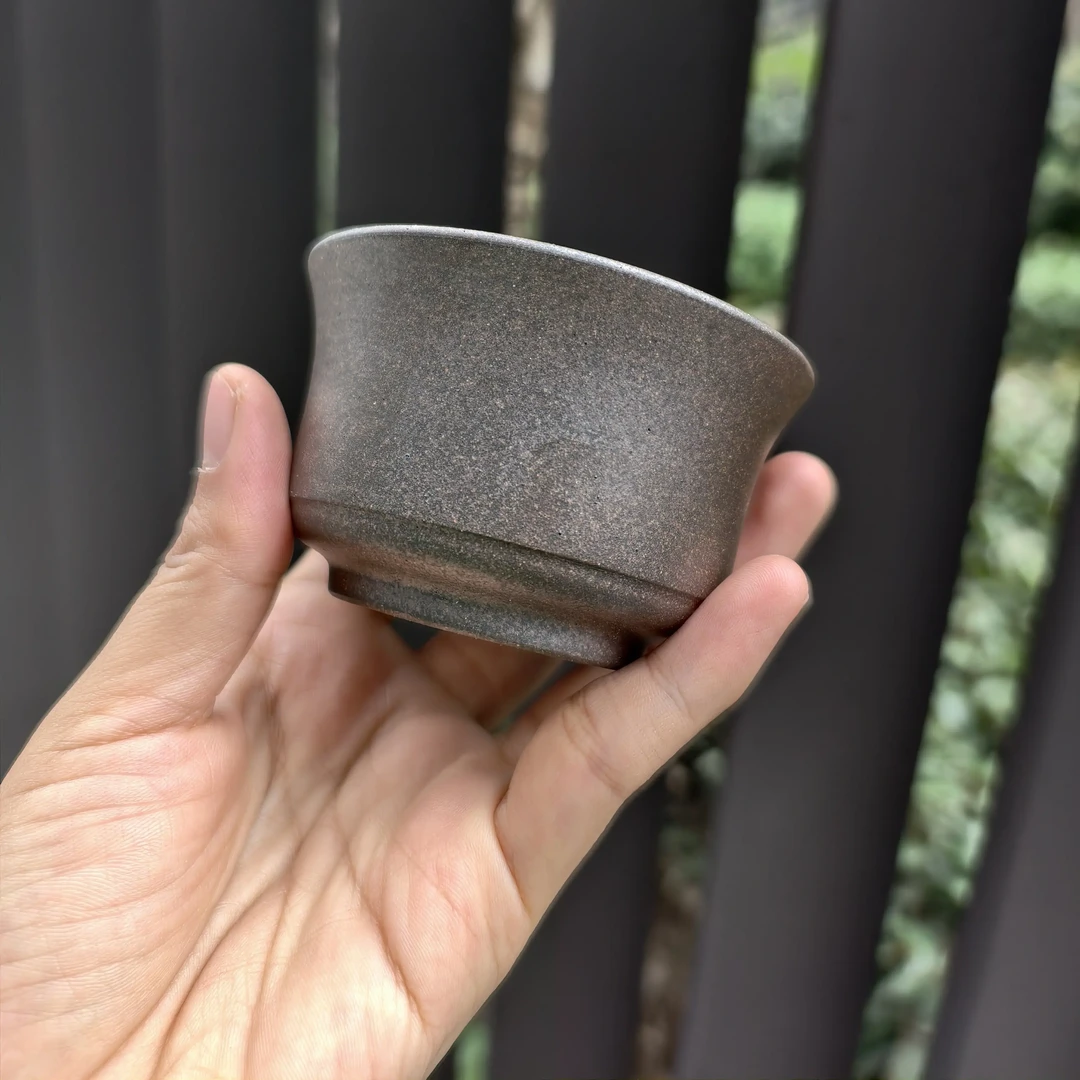 宜兴紫砂高温还原烧四号井白麻子紫泥半手杯140c茶杯适合个人品茗