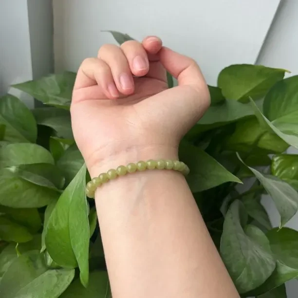 新疆料黄玉小米珠手串卡8mm单圈