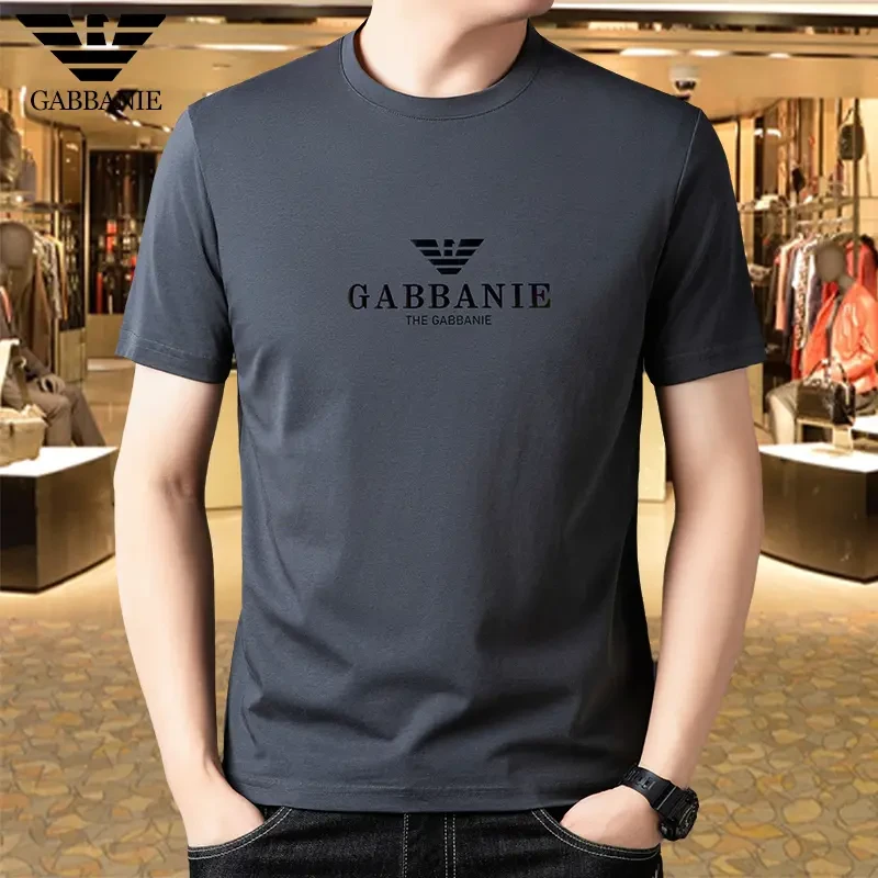 夏季新款专柜正品冰丝透气短袖T恤男士时尚休闲圆领毛衣短袖男