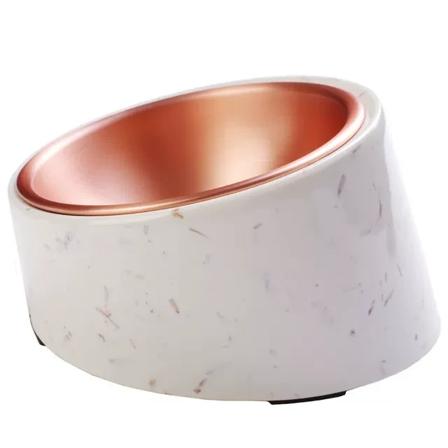 休普倾斜圆碗猫盘猫碗猫食盘猫碗狗碗猫咪碗狗食盘防拱翻不锈钢碗