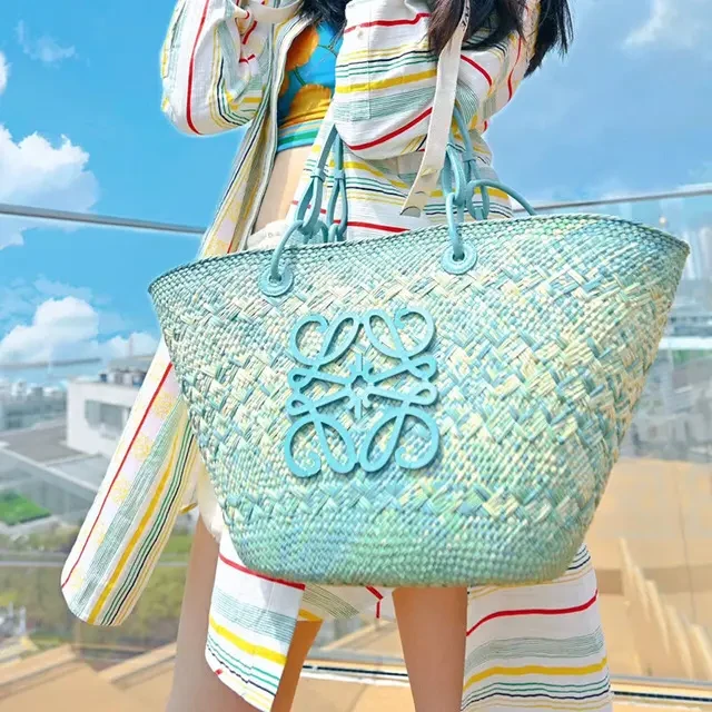 法式藤编草编包高级慵懒风度假手工编织托特包海边度假手提单肩包