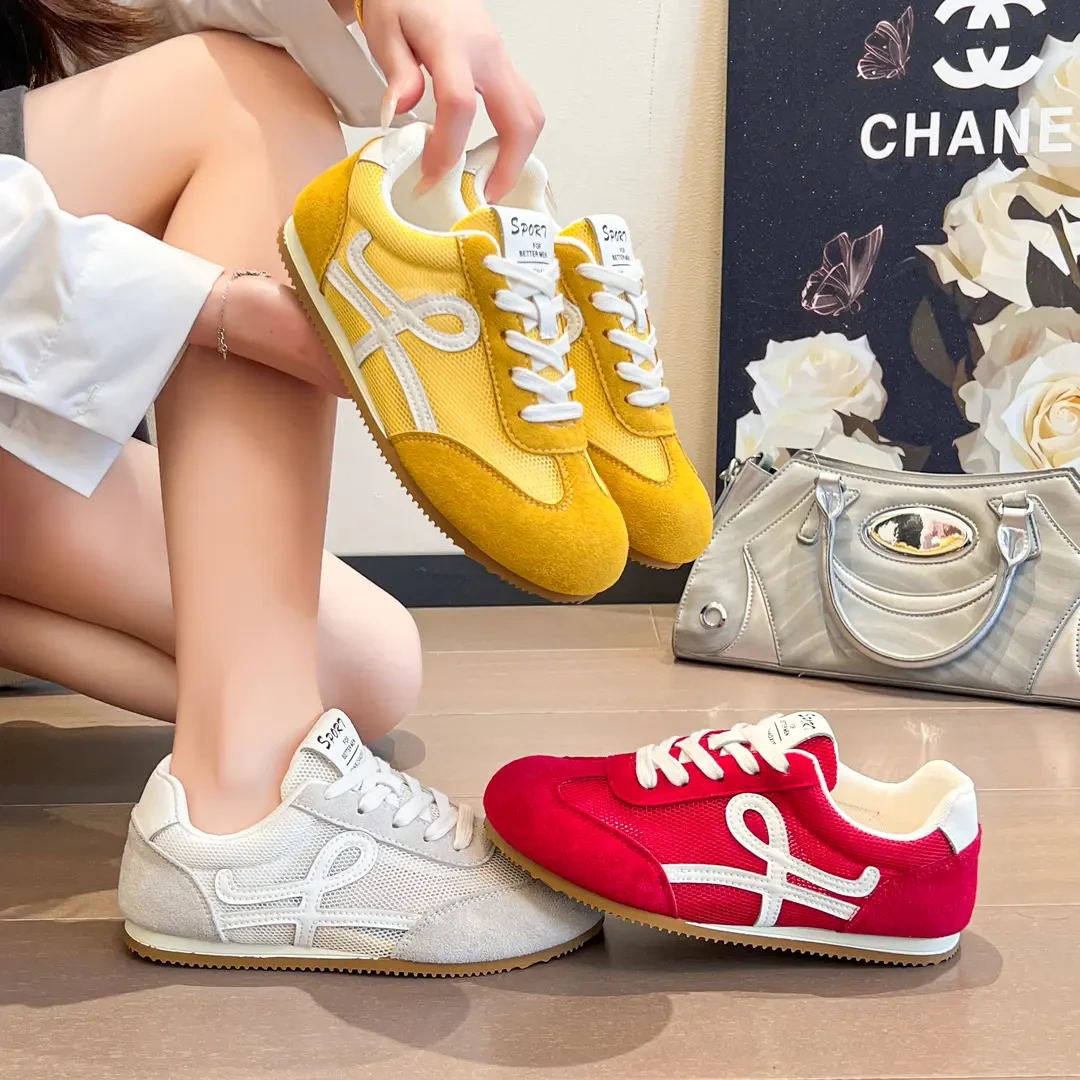 A009大码女鞋德训鞋2025新款单鞋爆款春季百搭网面透气休闲鞋