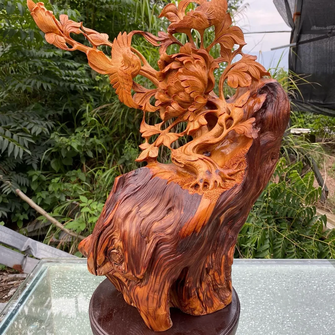 根雕摆件 纯手工雕刻 家居客厅玄关装饰木雕