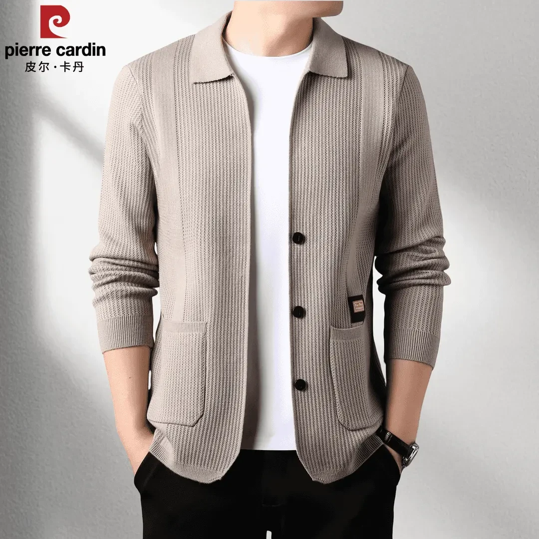 皮尔卡丹轻奢春秋新款毛衫高档毛衣针织开衫外套男士商务男薄款男
