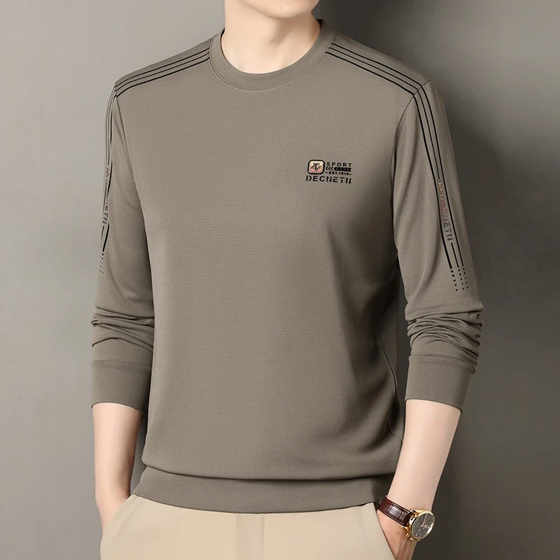 皮尔卡丹春秋季男士轻奢卫衣时尚植绒烫钻圆领休闲宽松长袖上衣男