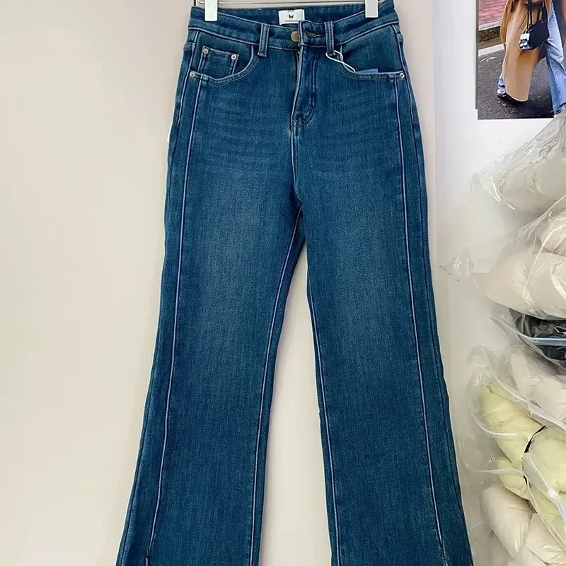 悦己•秋冬加绒加厚显瘦九分微喇牛仔裤