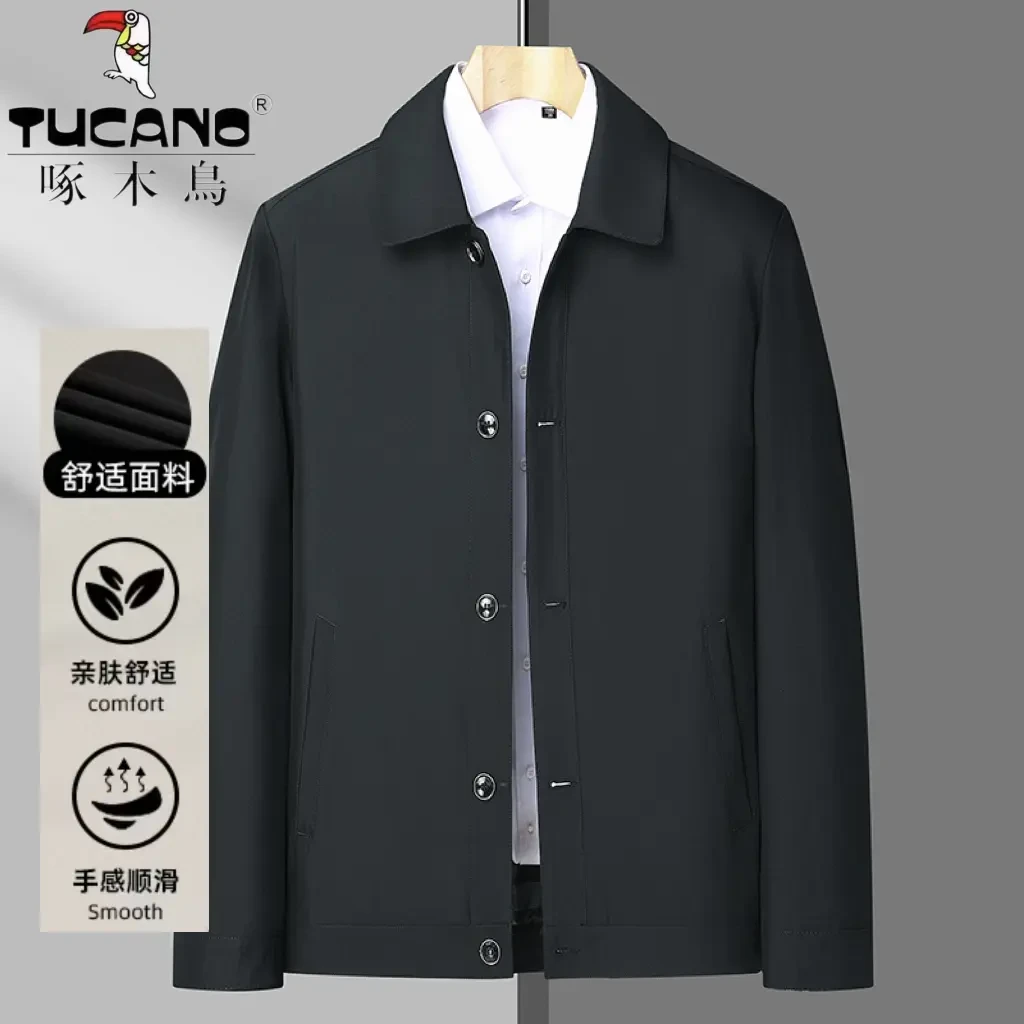 TUCANO/啄木鳥春秋款爸爸装中老年男士商务休闲薄款夹克纽扣外套