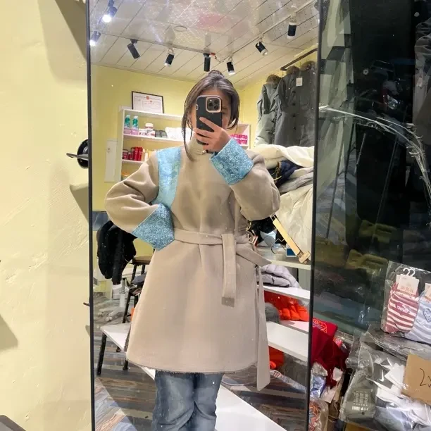 秋冬藏式中长款收腰显瘦百搭气质民族风加绒加厚外套女士新款