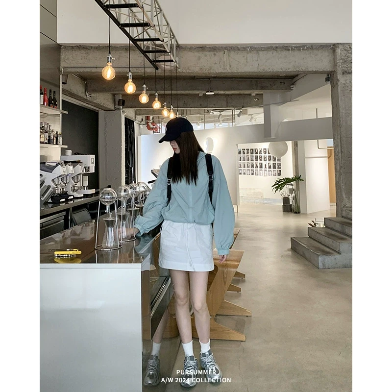 【清清！朴夏Pursummer】蓝色防晒衣夹克韩系宽松上衣外套W21821PR42