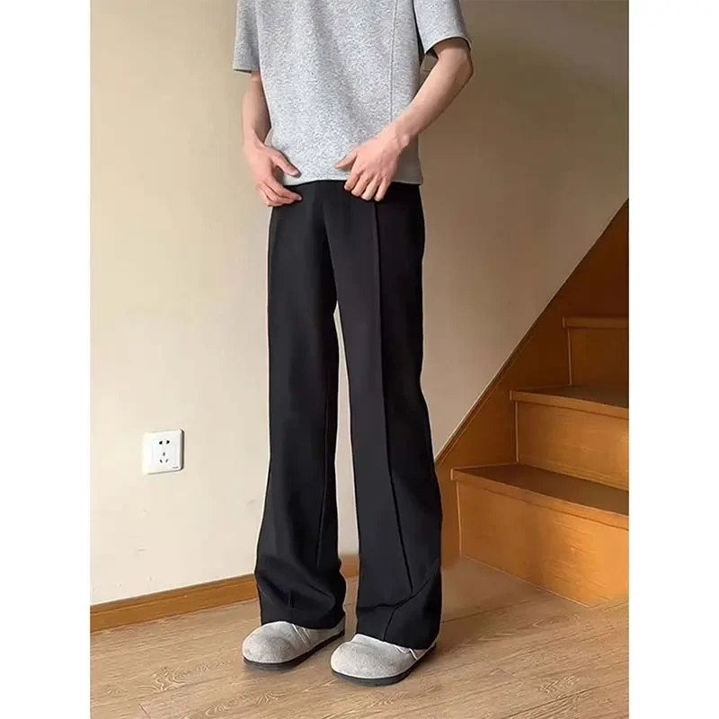 【斌子同款】直筒西裤男款夏季高腰冰丝垂感裤子显腿长显瘦微喇西装