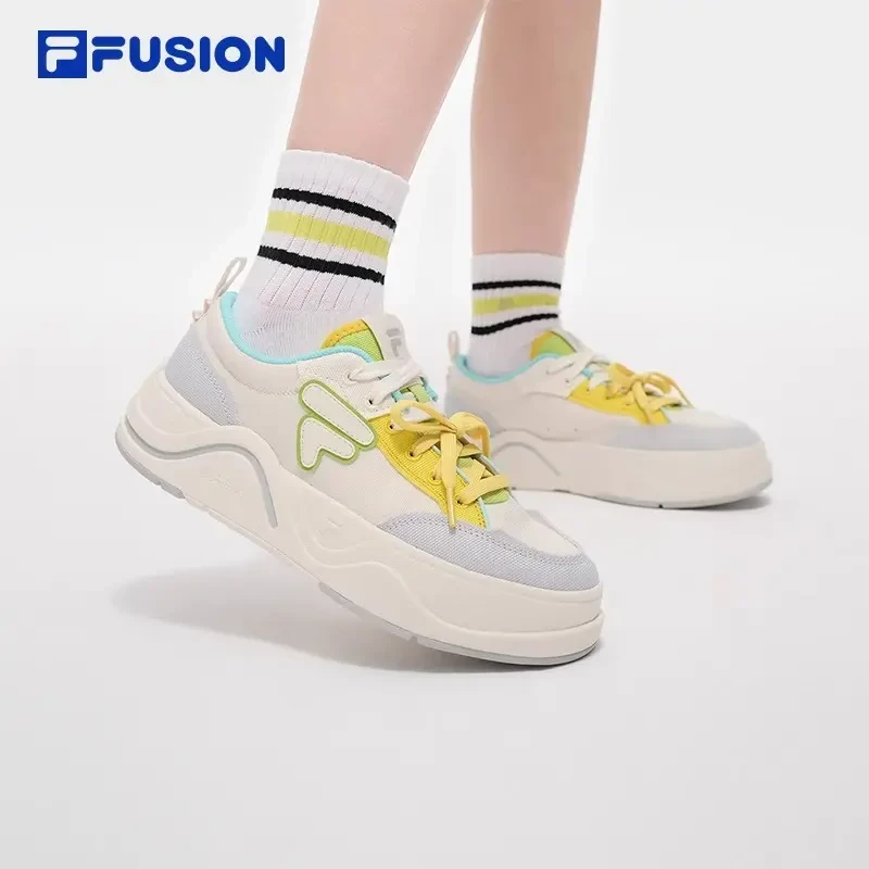 FILA/斐乐女鞋欧若风板鞋夏季透气潮流厚底运动帆布鞋T12W522903