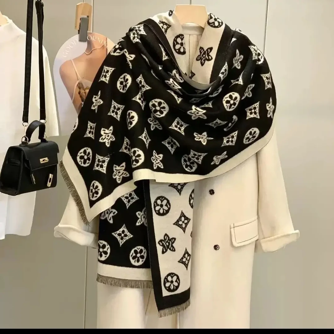 新款高级羊绒围巾冬季两用时尚百搭加厚保暖披肩围脖