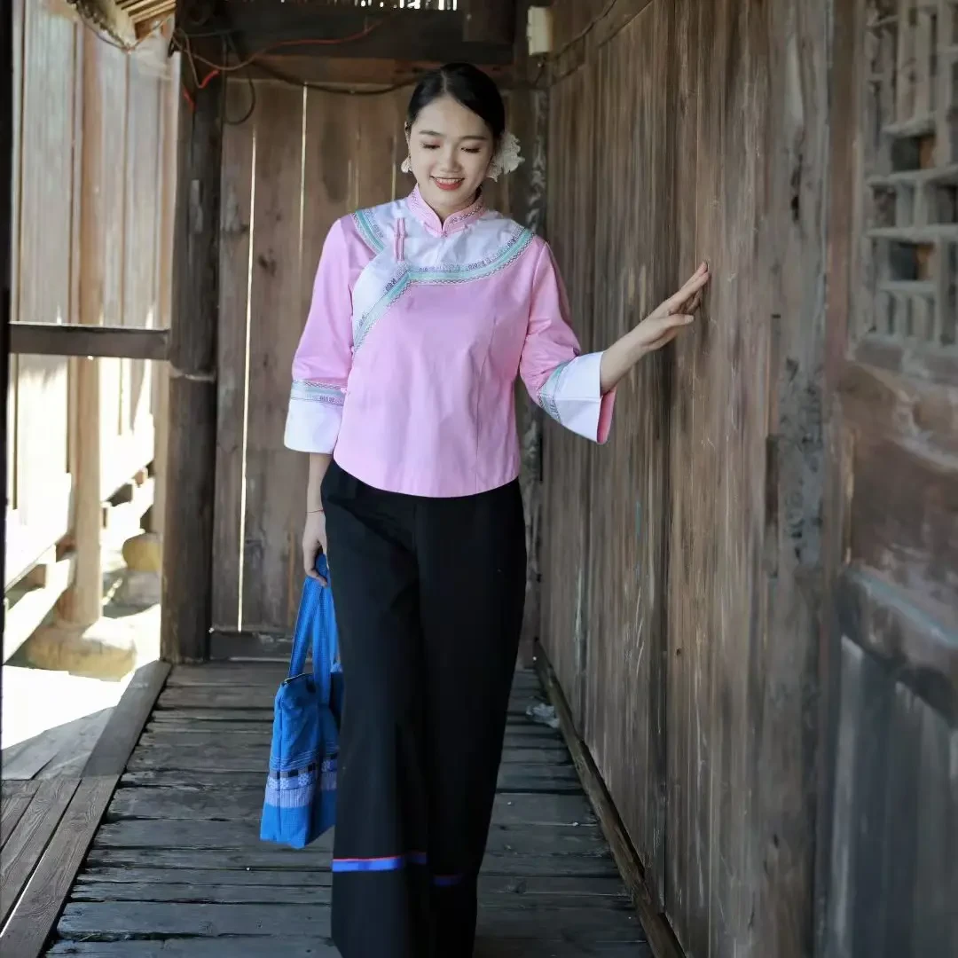 布依族壮族重工刺绣立领民族风春秋女装上衣