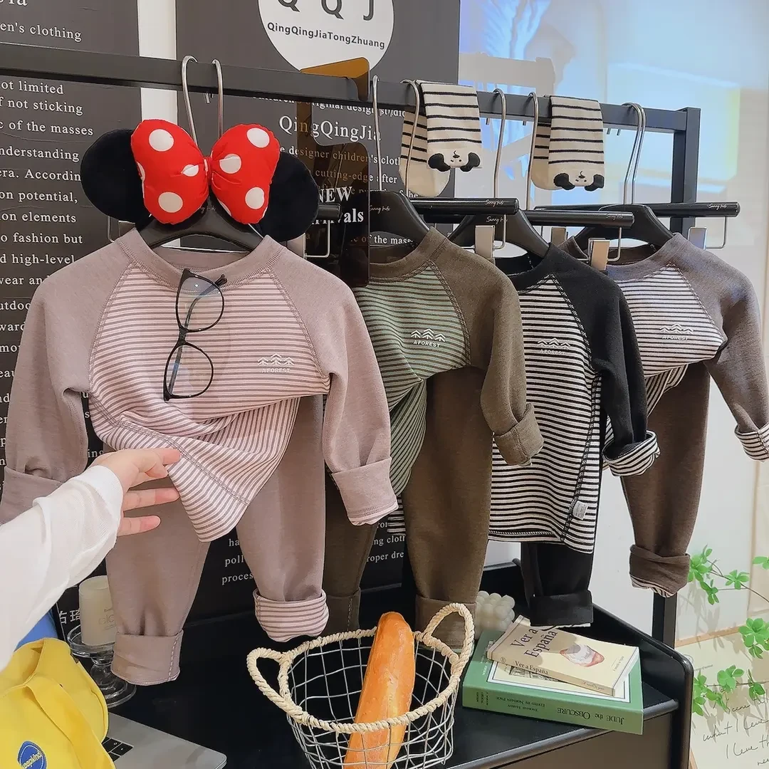 【羊毛蚕丝家居服】7A级保暖内衣套装儿童秋冬无骨校服神器睡衣套装