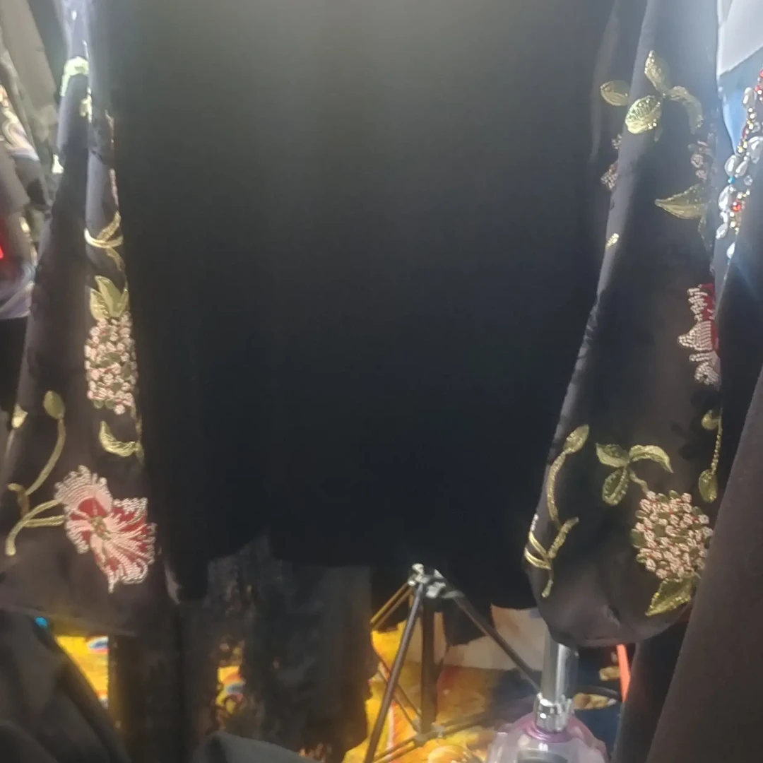 T恤黑色蝴蝶结女士女潮流圆领套装民族风刺绣立领