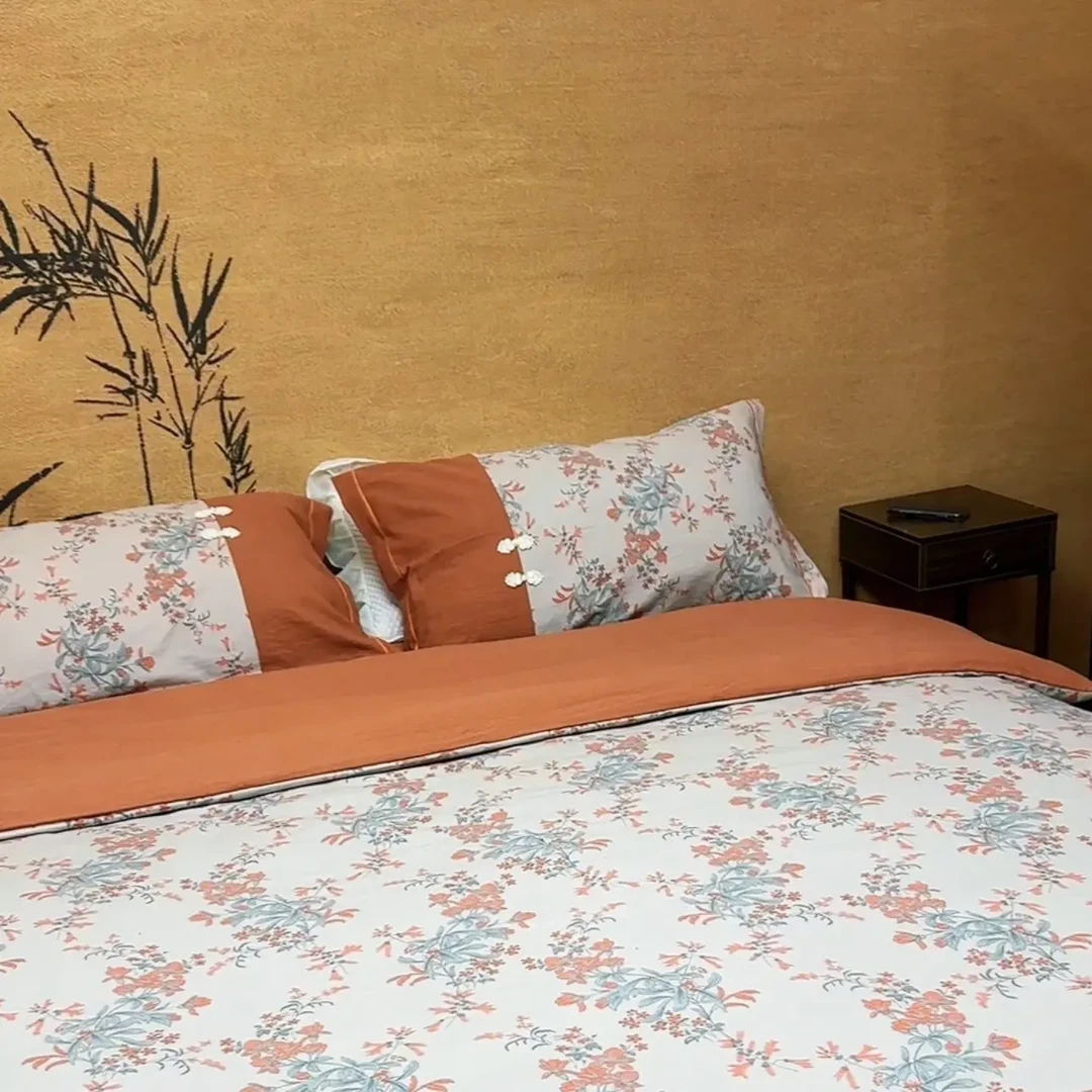 A新中式轻奢四件套 国色天香 501盘扣床裙