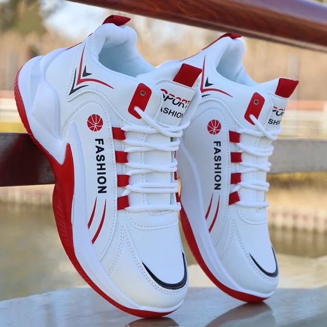 运动鞋男高帮潮鞋青少年百搭春秋季皮面防水休闲鞋男防滑学生球鞋