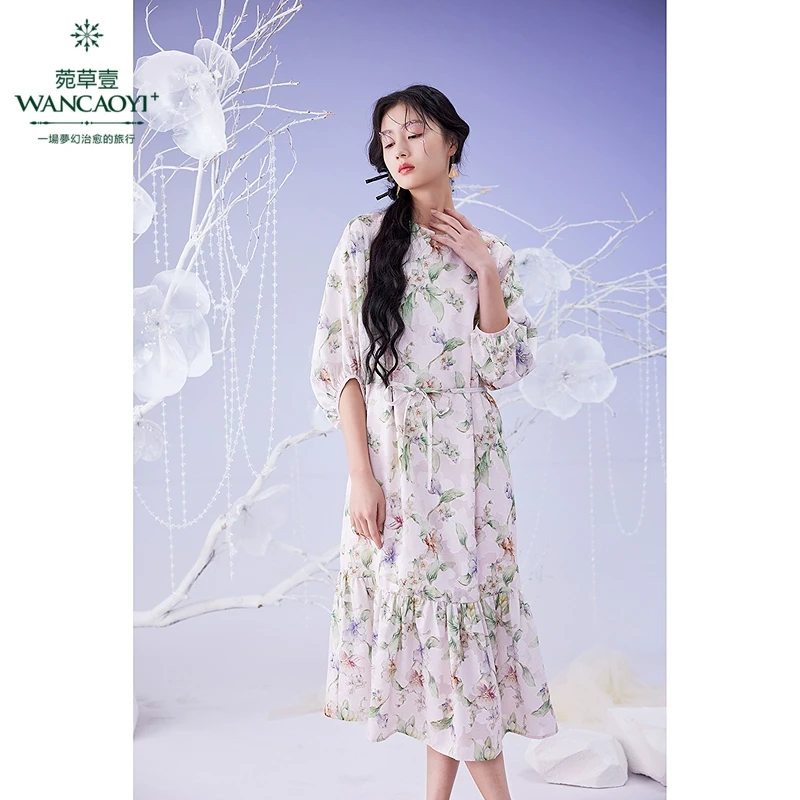 菀壹雀妖系列2025春季新款显瘦气质复古国风法式连衣裙Q02011513