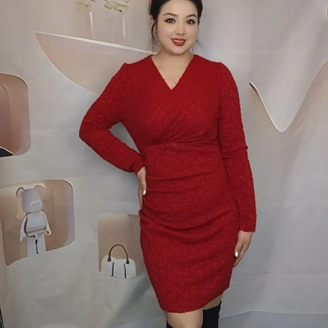 气质显瘦女人味长袖优雅收腰法式短款连衣裙