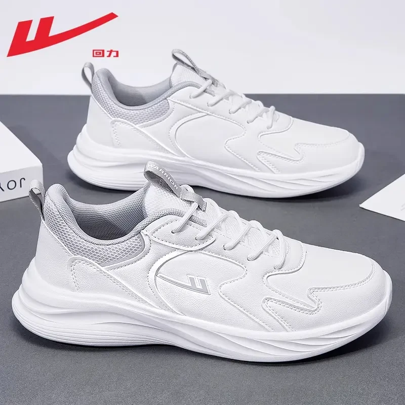 回力男鞋皮面运动冬季2025新款休闲轻便减震跑步软底小白防水防滑