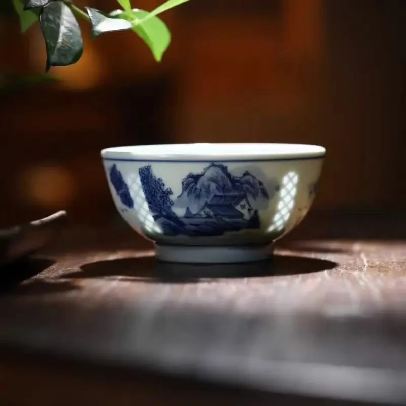 景德镇手绘玲珑主人杯适合个人品茗