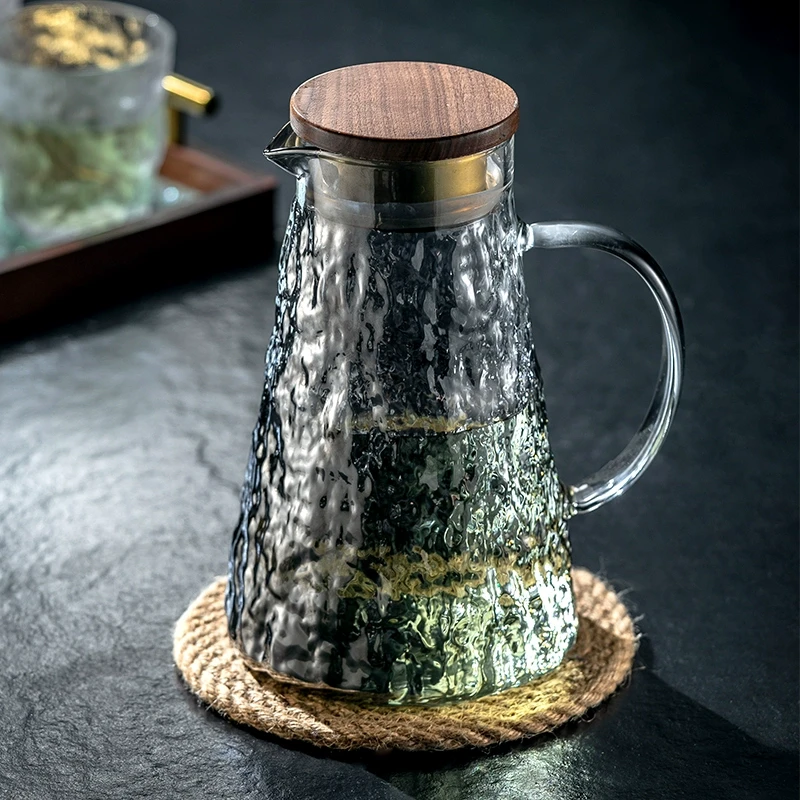 高颜值冰川纹冷水壶玻璃大容量耐高温凉水杯耐热防爆家用茶壶茶具