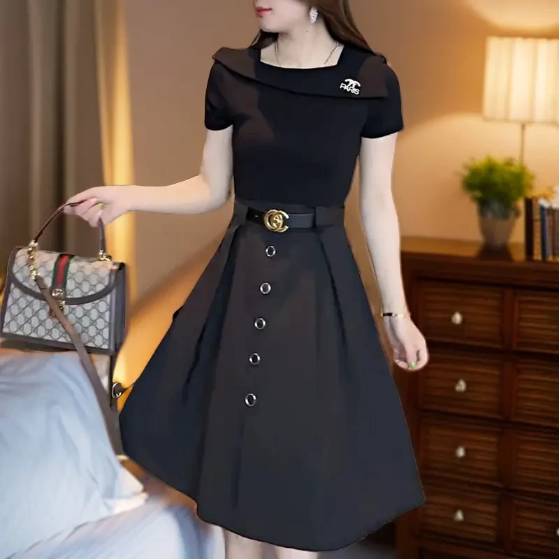 高级感气质连衣裙2025新款爆款假两件连衣裙洋气上档次高贵女裙子