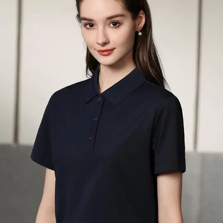 短袖夏季Polo衫冰丝宽松商务polo艳丽翻领速干上衣工作服运动
