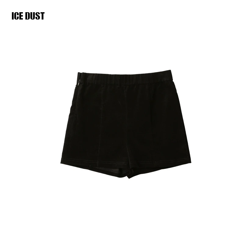 ICEDUST 春夏系列基础简约侧拉链微弹修身休闲松紧短裤女士