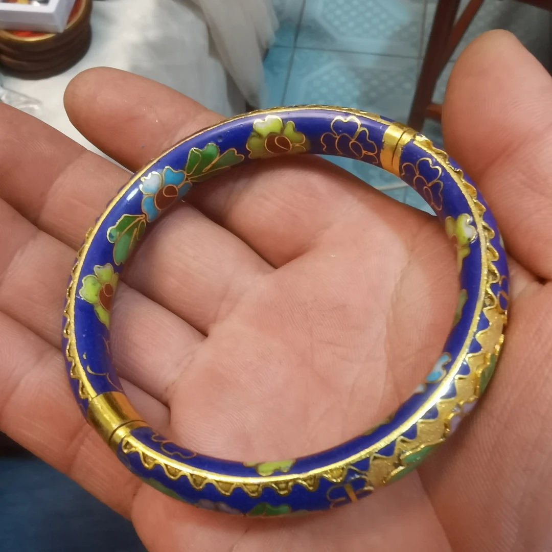 非遗景泰蓝宝蓝色开口 古典民族风文玩收藏饰品