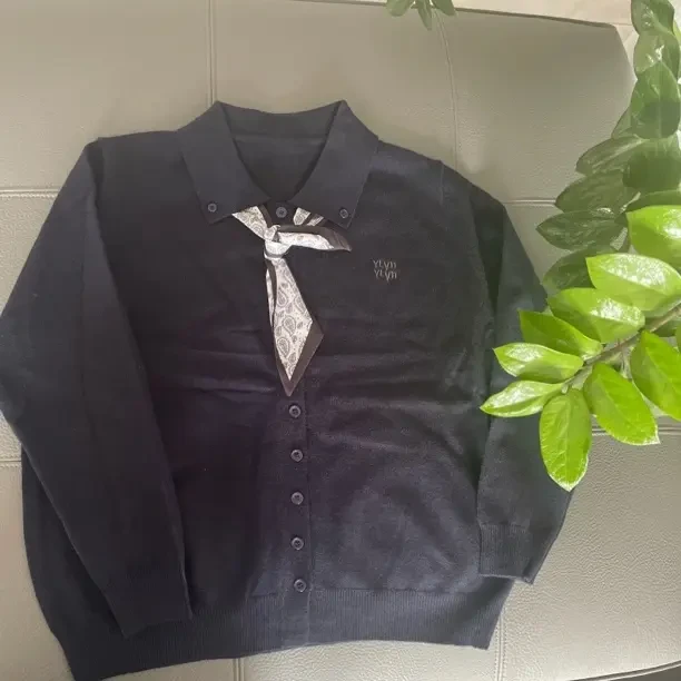 气质休闲长袖开衫春秋毛针织衫针织翻领休闲风宽松