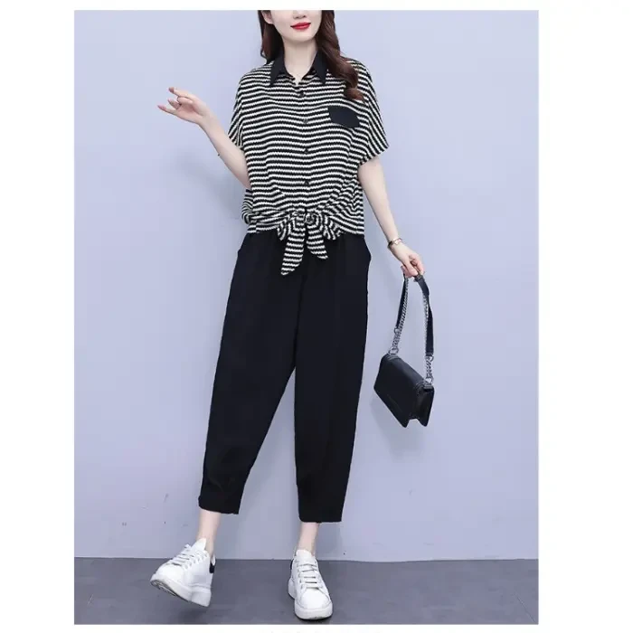 时尚套装休闲套装宽松新款气质显瘦遮肉两件套夏装