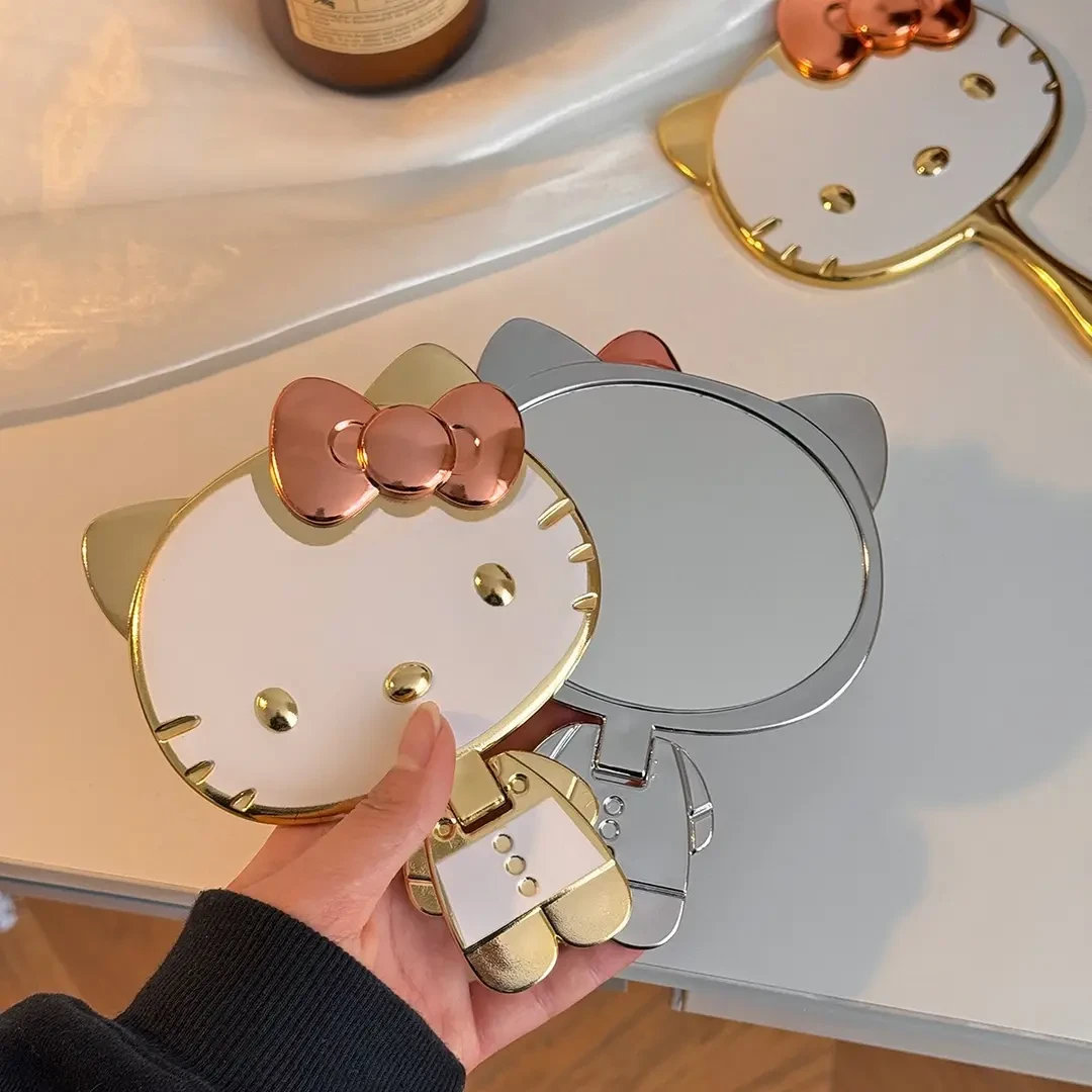 小众立体可爱卡通kitty折叠手持随身镜便携补妆镜化妆镜高颜值qt