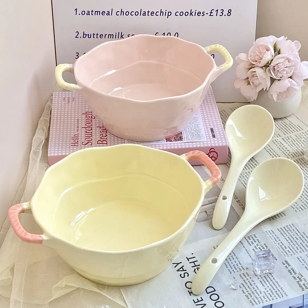 双耳汤碗螺蛳粉碗泡面碗烘焙烤碗陶瓷水果沙拉碗麻辣烫碗女生宿舍