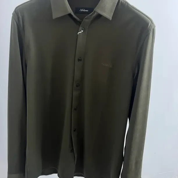 泰古男士春秋季休闲纯色长袖衬衫青年刺绣内搭商务绅士百搭衬衣